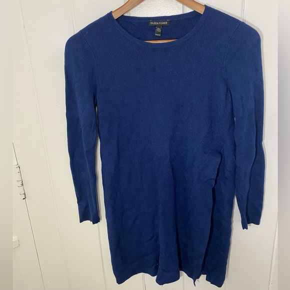 Eileen Fisher Tops - Eileen Fisher Dark Blue‎ Tunic Size XXS 34460 Super Soft Split Side